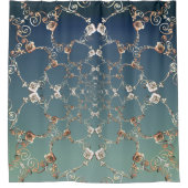 Roos en blauw douchegordijn (Voorkant)