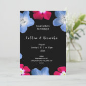 Roos en blauw op zwart kaart (Staand voorkant)