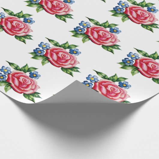 Roos en blauw pakpapier (Hoek)