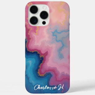 Roos en blauwe agaat textuur iPhone 16 pro max hoesje