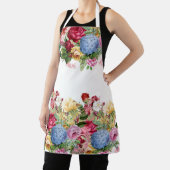  Roos en Blauwe Hydrangea Floral Print Schort (Insitu)