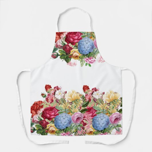  Roos en Blauwe Hydrangea Floral Print Schort (Voorkant)