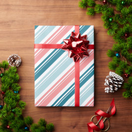 Roos en Blauwgroen Candy Cane Stripe Holiday Cadeaupapier
