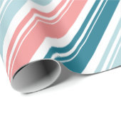 Roos en Blauwgroen Candy Cane Stripe Holiday Cadeaupapier (Rol Hoek)