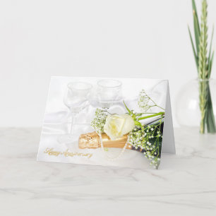 roos en champagne met parels kaart