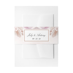 Roos en Champagne Modern Trendy bruiloft Uitnodigingen Wikkel