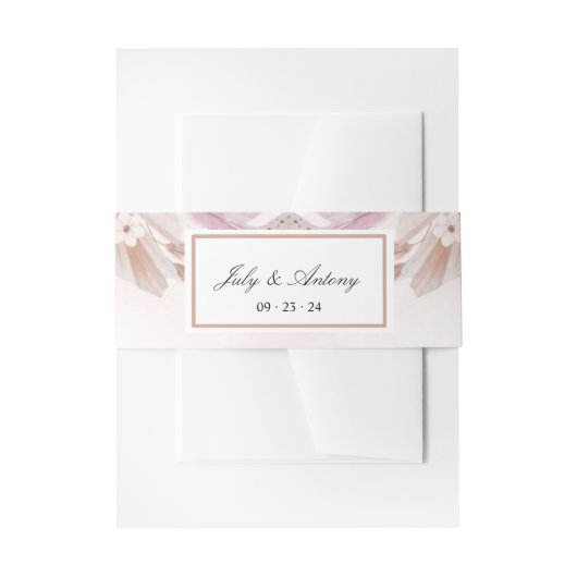 Roos en Champagne Moderne trendy bruiloft Uitnodigingen Wikkel (Voorkant Voorbeeld)