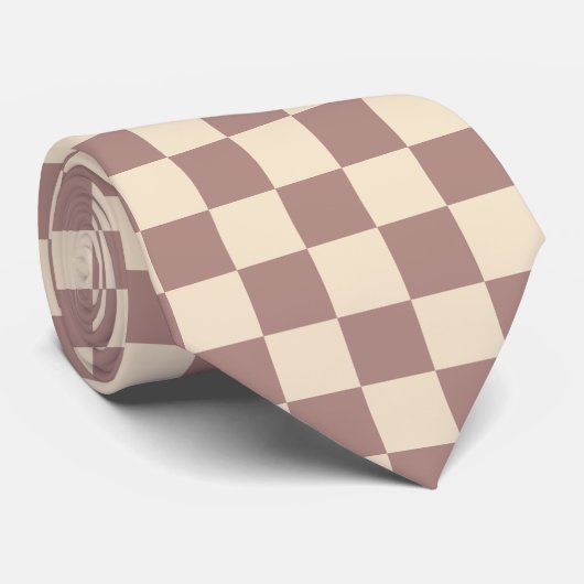 Roos en champagne schaakbord stropdas (Opgerold)