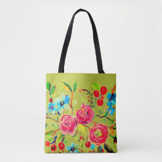 Roos en Cherry Blossom Chartreuse Tote Bag