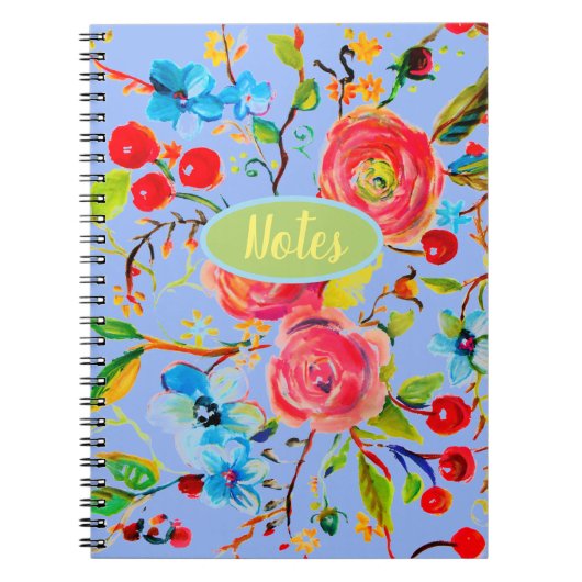 Roos en Cherry Blossom Periwinkle Notitieboek (Voorkant)