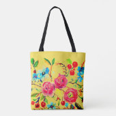 Roos en Cherry Blossom Yellow Tote Bag (Achterkant)