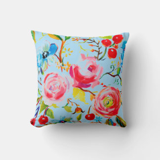 Roos en Cherry Blue Sky Kussen