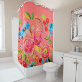 Roos en Cherry Blush 2.0 Douchegordijn (In situ)