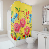 Roos en Cherry Yellow 2.0 Douchegordijn (In situ)