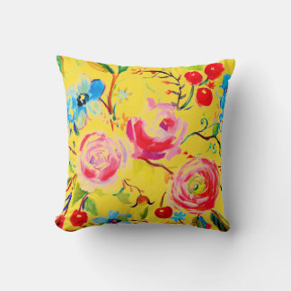 Roos en Cherry Yellow  Kussen
