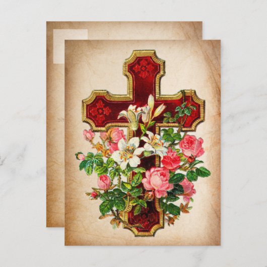 Roos en Cross Sla de datum op Aankondigingskaart (Voorkant / Achterkant)