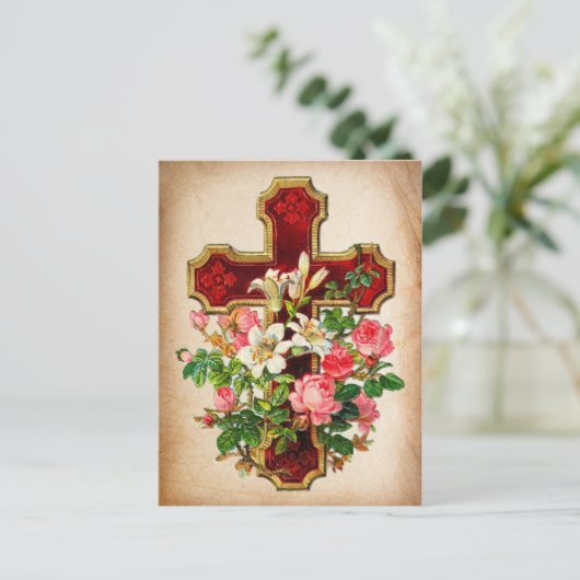 Roos en Cross Sla de datum op Aankondigingskaart (Staand voorkant)