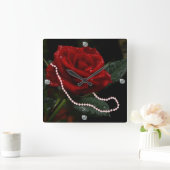 Roos- en Daimonds-klok personaliseren indien gewen Vierkante Klok (Huis)