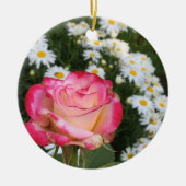 Roos en Daisies Keramisch Ornament (Voorkant)