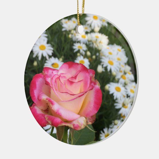 Roos en Daisies Keramisch Ornament (Links)