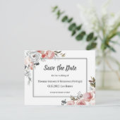 Roos en Distel Aquarel Save the Date Kaart (Staand voorkant)