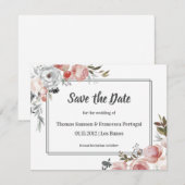 Roos en Distel Aquarel Save the Date Kaart (Voorkant / Achterkant)