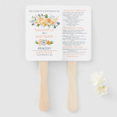 Roos en distel bruiloft ceremonie programma handwaaier (Voorkant en achterkant)