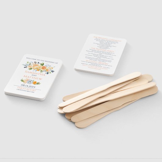 Roos en distel bruiloft ceremonie programma handwaaier (Niet-gemonteerd)