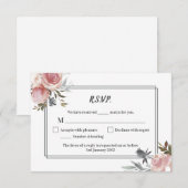Roos en Distel Watercolor Trouw RSVP Kaart (Voorkant / Achterkant)