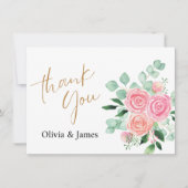 Roos en Eucalyptus bruiloft Bedankkaart (Voorkant)