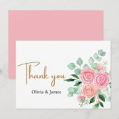 Roos en Eucalyptus bruiloft Bedankkaart (Voorkant / Achterkant)