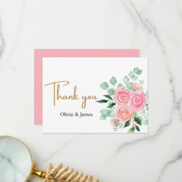 Roos en Eucalyptus bruiloft Bedankkaart
