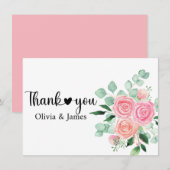 Roos en Eucalyptus bruiloft Bedankkaart (Voorkant / Achterkant)