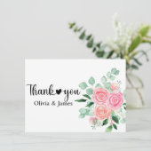 Roos en Eucalyptus bruiloft Bedankkaart (Staand voorkant)