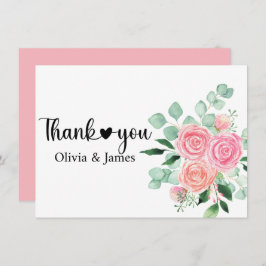 Roos en Eucalyptus bruiloft Bedankkaart