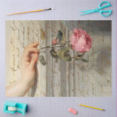 Roos en Frans handschrift Tissuepapier (Craft)