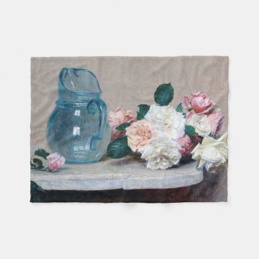 Roos en Glass Jug, Henri Fantin-Latour Fleece Deken (Voorkant (Horizontaal))