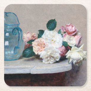 Roos en Glass Jug, Henri Fantin-Latour Kartonnen Onderzetters