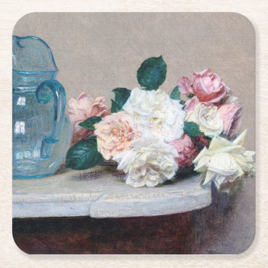 Roos en Glass Jug, Henri Fantin-Latour Kartonnen Onderzetters (Voorkant)