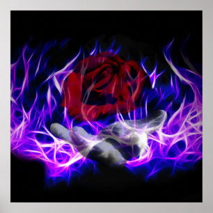 Roos en goden met violet vuur poster