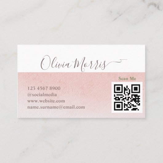 Roos- en Gold-minimalistische QR Code Professional Visitekaartje (Achterkant)