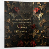 Roos en Gold Sweet 16 Feestuitnodiging Drieluik Uitnodiging (Binnenzijde eerst)