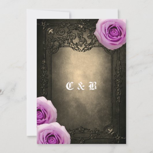 Roos en gotisch Lijst sparen de Datum Save The Date (Achterkant)