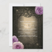 Roos en Gotische Lijst Engagement Party Kaart (Voorkant)