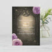 Roos en Gotische Lijst Engagement Party Kaart (Staand voorkant)