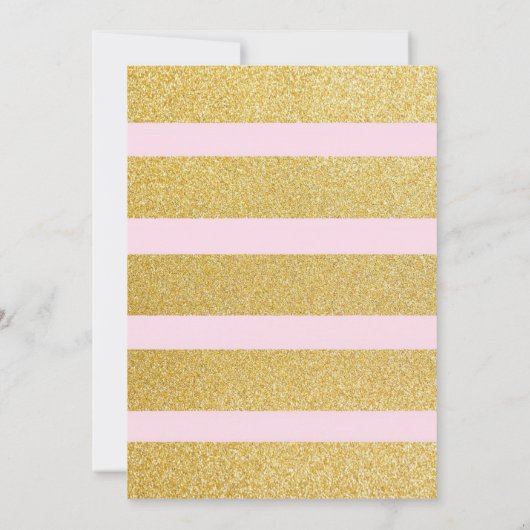 Roos en Goud Eerste Verjaardagsuitnodiging Kaart (Achterkant)