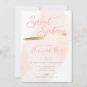 Roos en Goud Waterverf Sweet 16 Verjaardag Kaart (Voorkant)