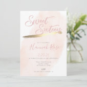 Roos en Goud Waterverf Sweet 16 Verjaardag Kaart (Staand voorkant)