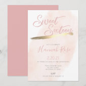 Roos en Goud Waterverf Sweet 16 Verjaardag Kaart (Voorkant / Achterkant)