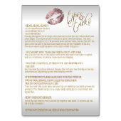 Roos en gouden Confetti Lip Instructies 2 Kaart (Achterkant)